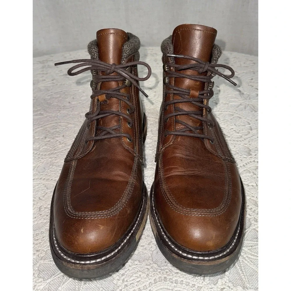 Woolrich WoodWright Men's Sz 8 Brown Leather Wool Lined Boots